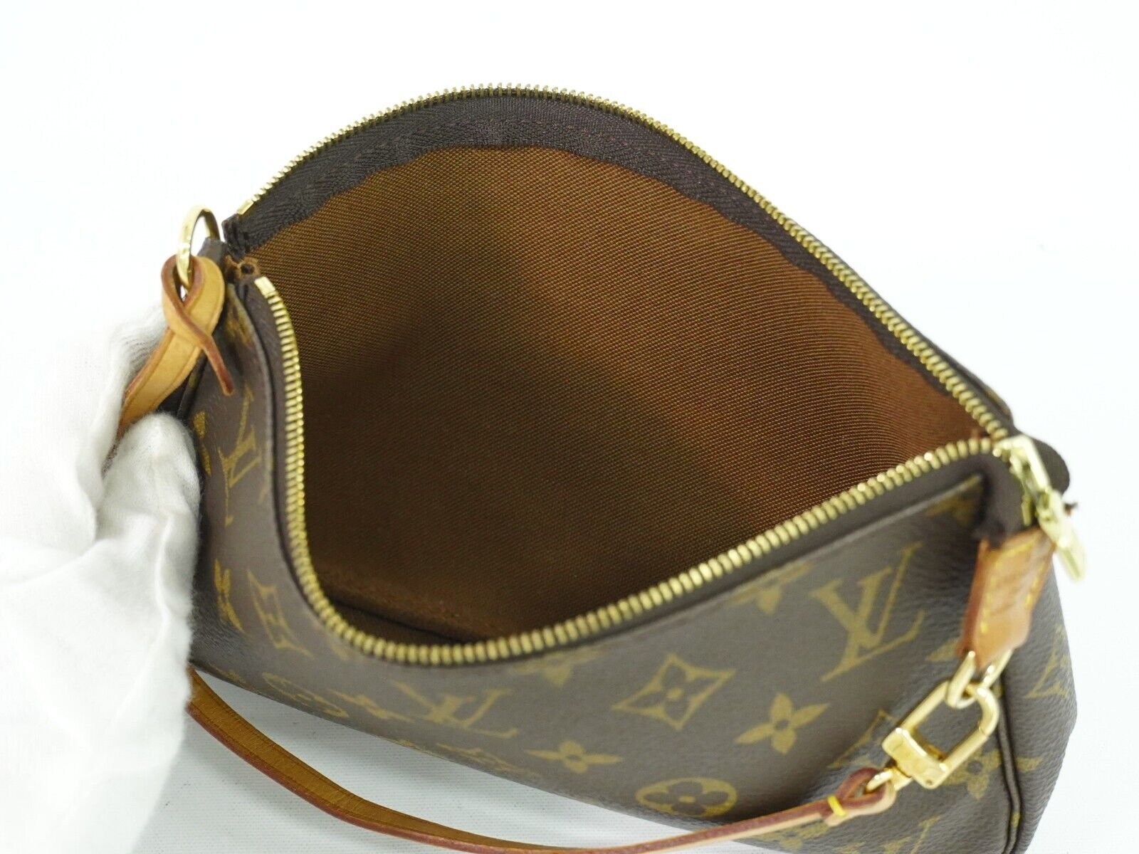 Louis Vuitton Pochette Accessoire, Brown, Canvas, handbag