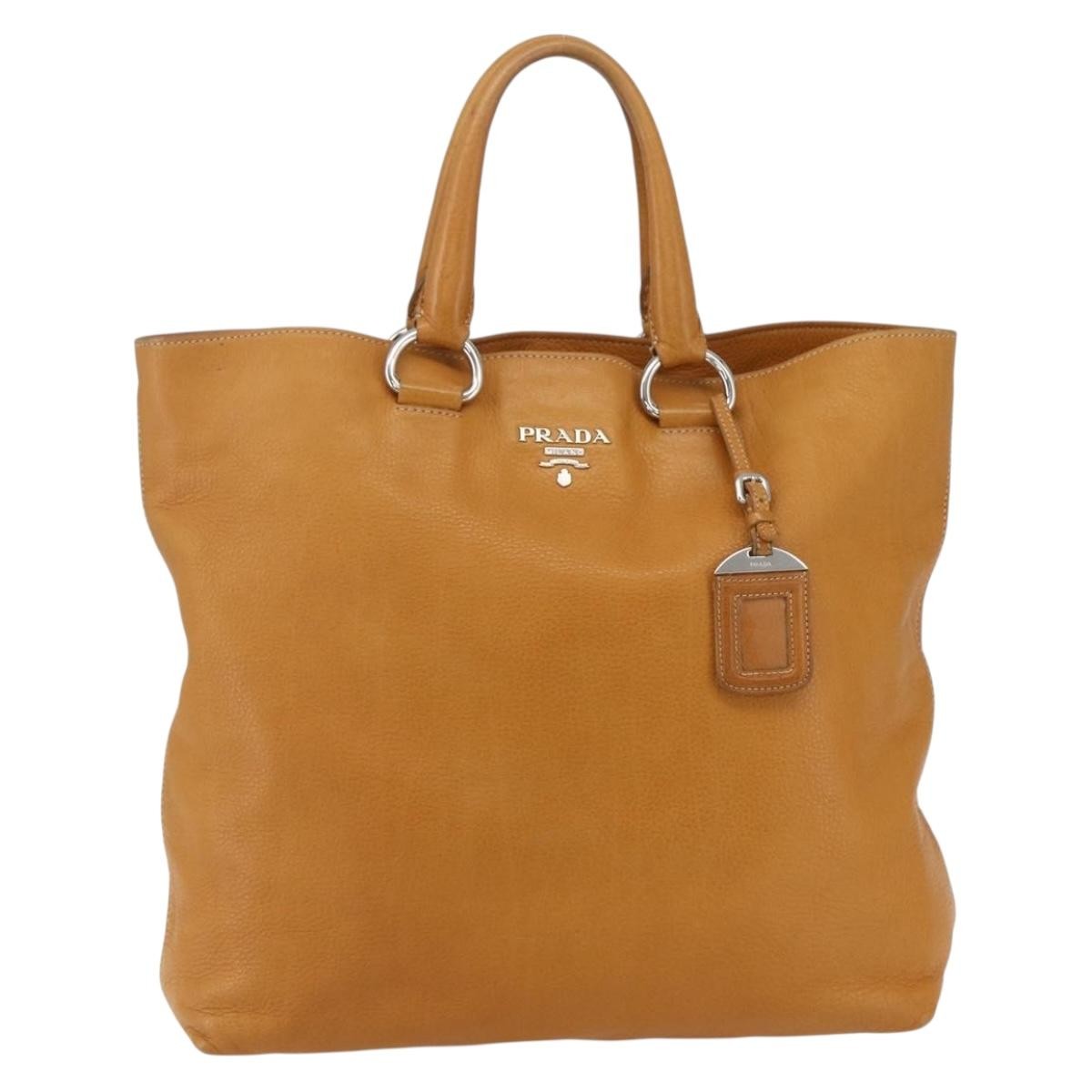 Prada Convertible Shopper Vitello Daino, Brown, Leather, Tote Bag