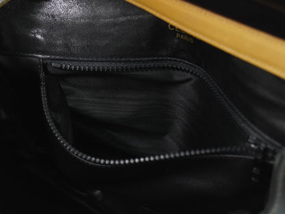 Celine Vintage Flap Leather, Black, Leather, Shoulder Bag