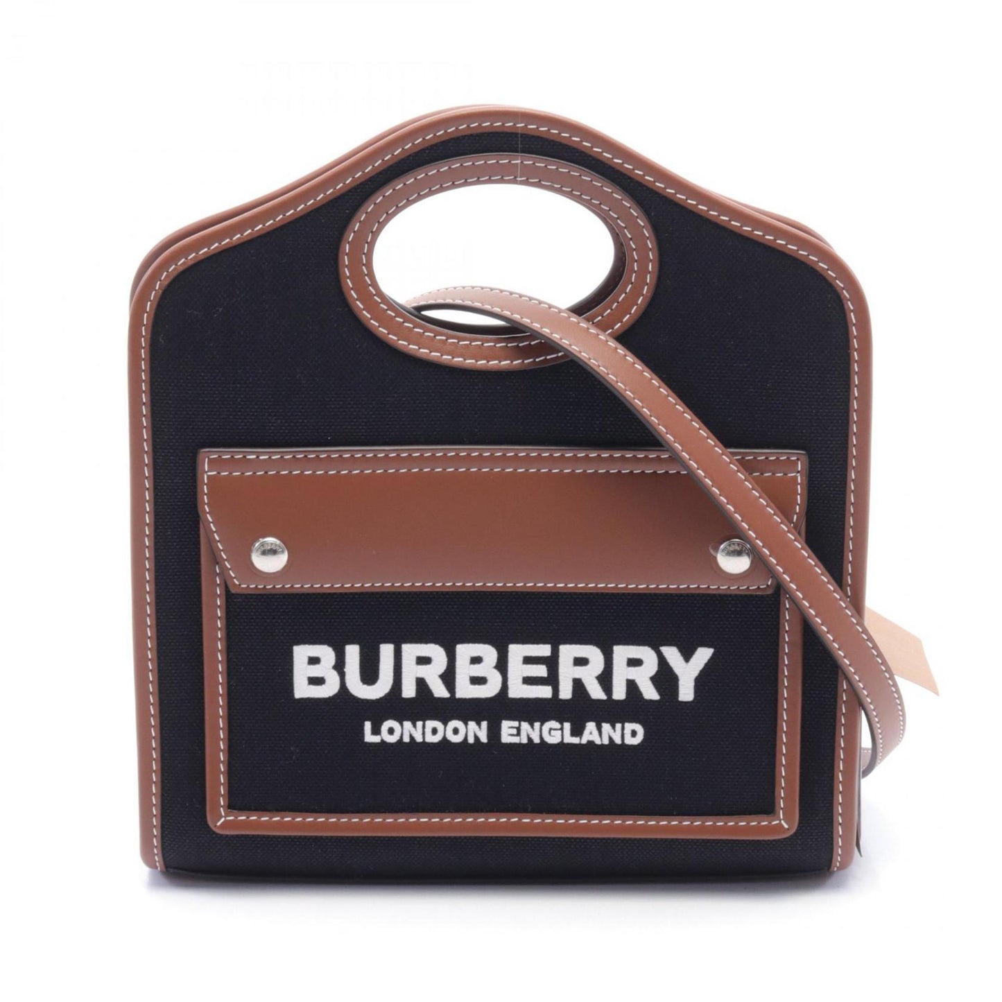 Burberry Pocket Bag, Black, Canvas, handbag