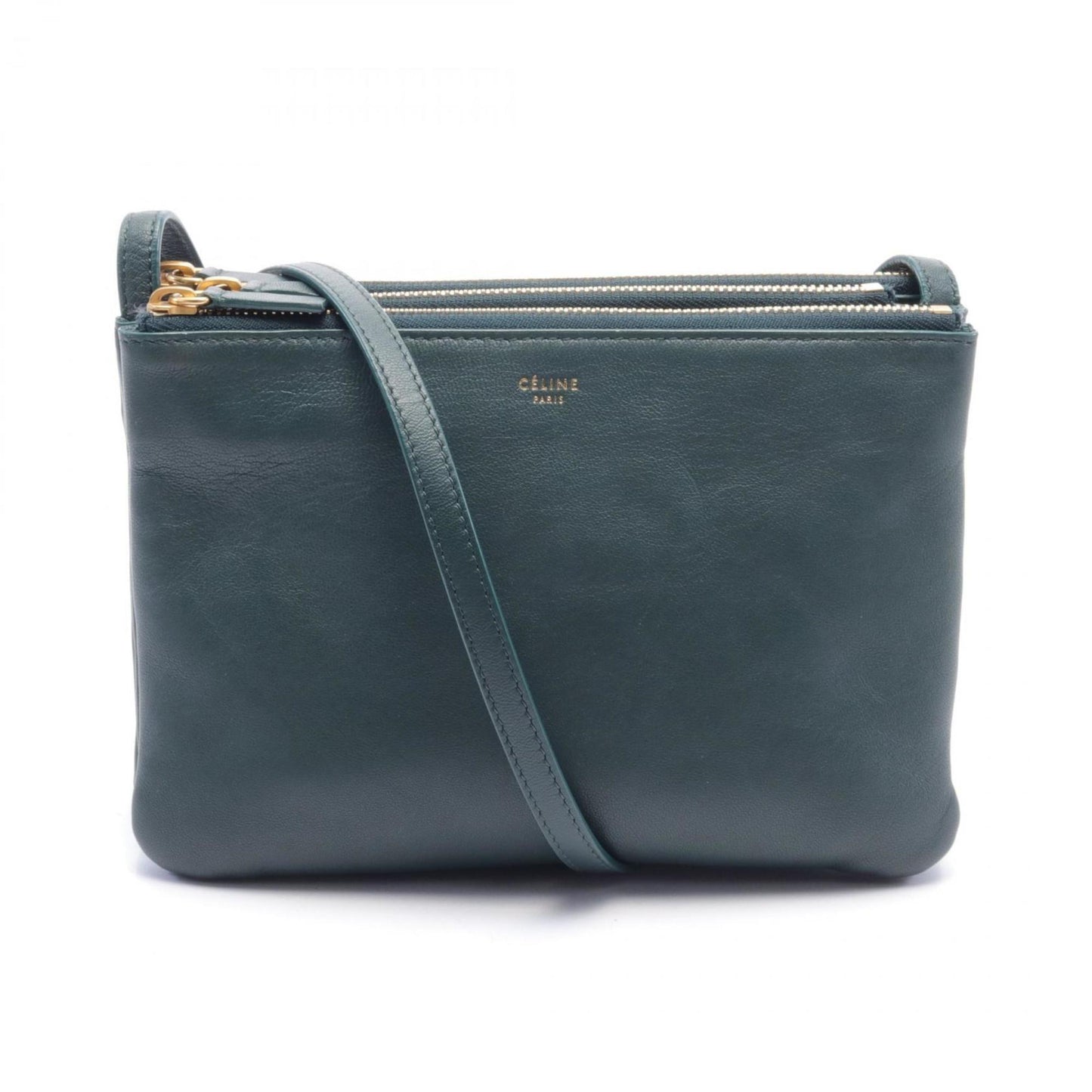 Céline Trio, Green, Leather, shoulder