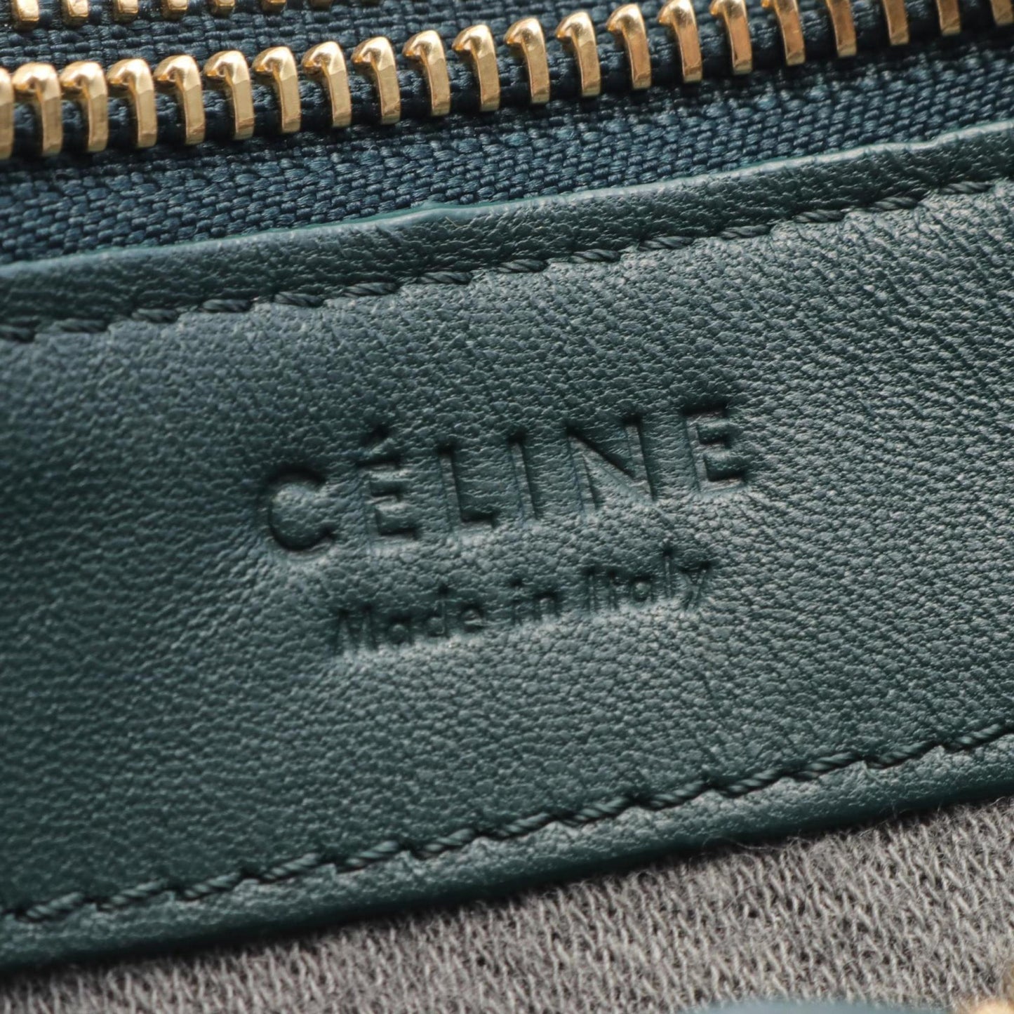 Céline Trio, Green, Leather, shoulder