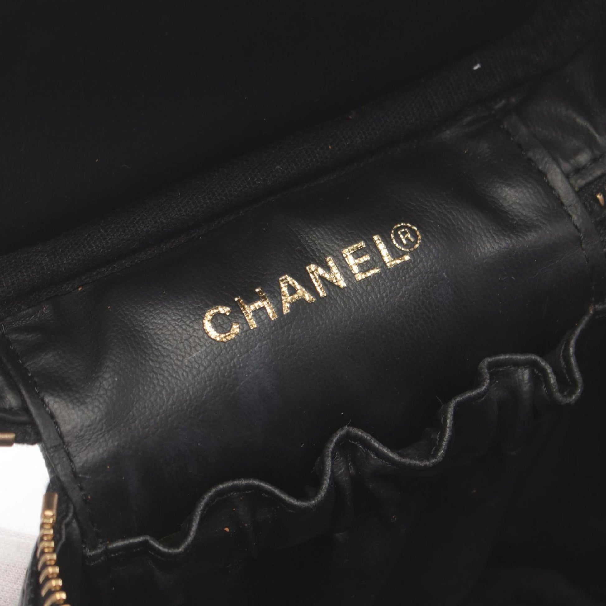 Chanel Vanity, Black, Leather, handbag