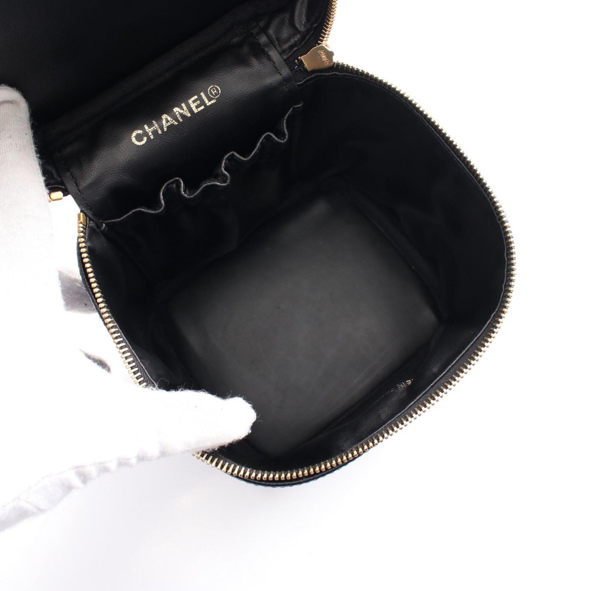 Chanel Vanity, Black, Leather, handbag