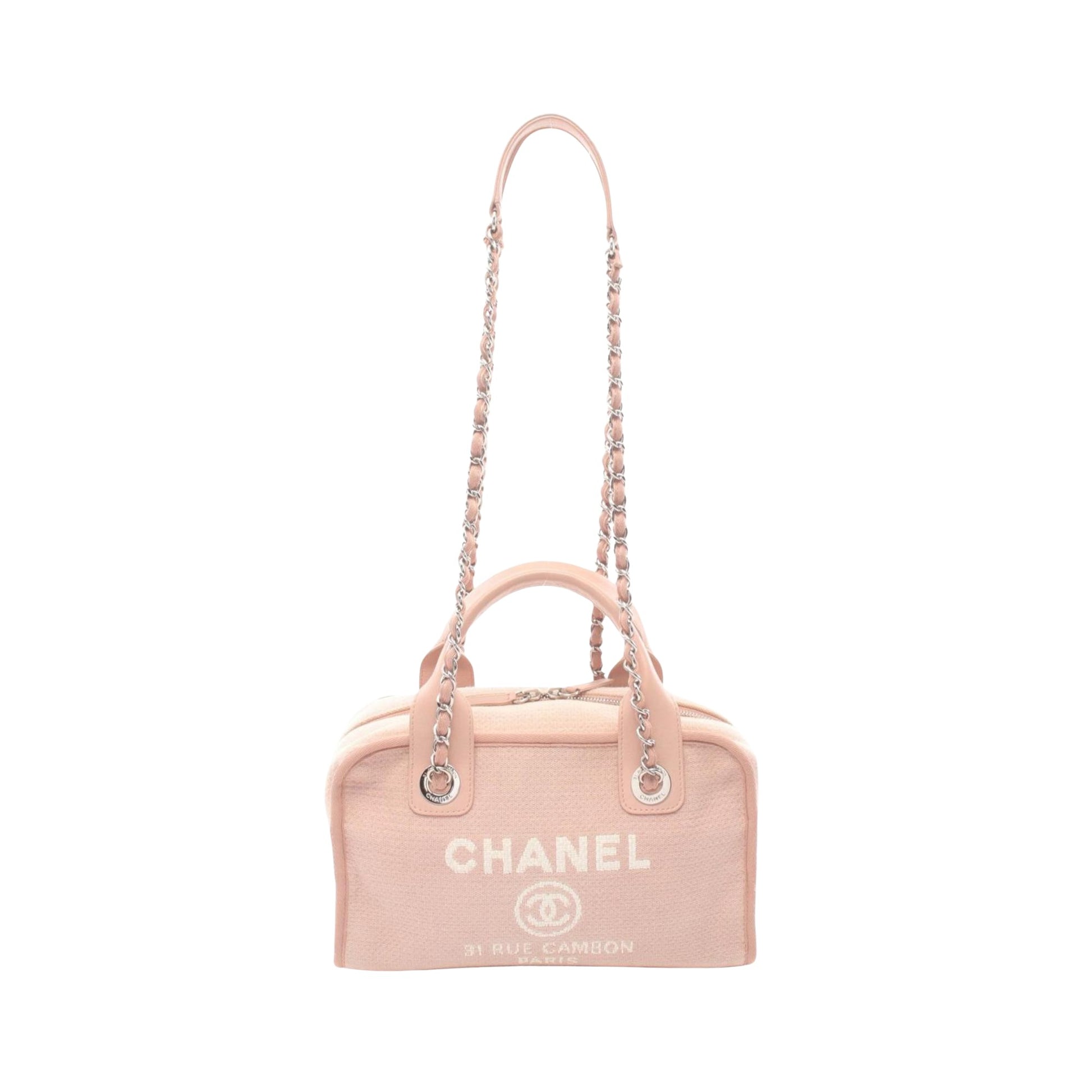 Chanel Deauville, Pink, Canvas, shoulder