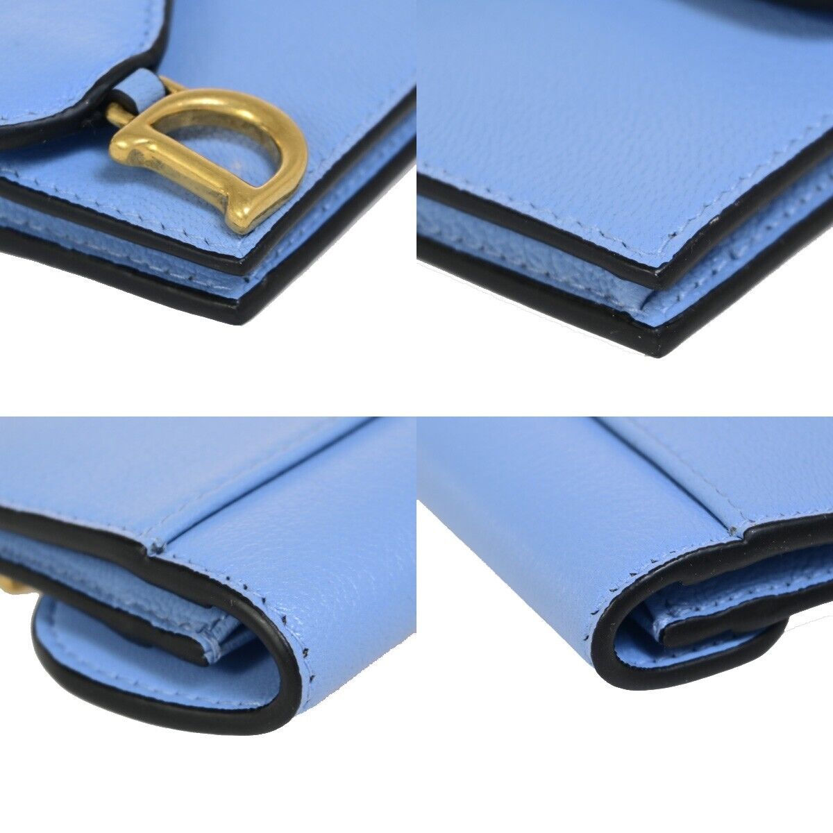 Christian Dior Dior Saddle Leather, Blue, Leather, Card Holder