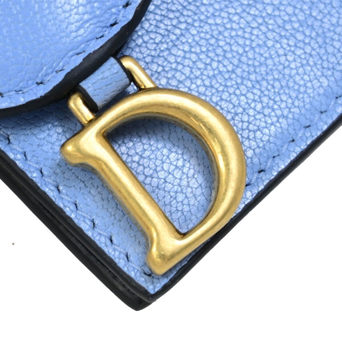 Christian Dior Dior Saddle Leather, Blue, Leather, Card Holder
