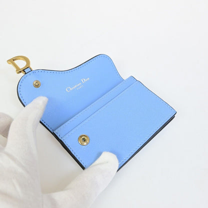 Christian Dior Dior Saddle Leather, Blue, Leather, Card Holder