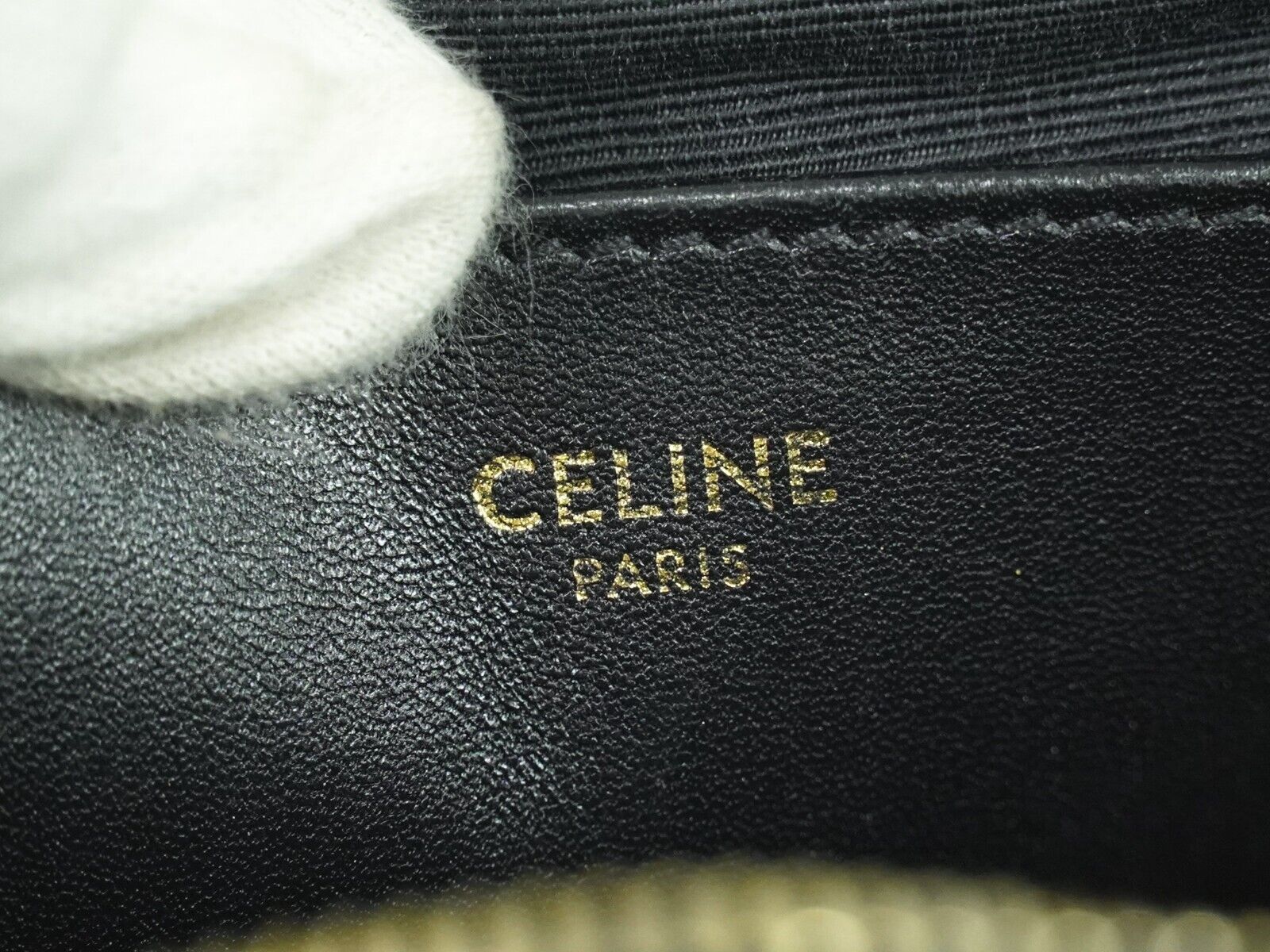 Céline C charm, Black, Leather, shoulder