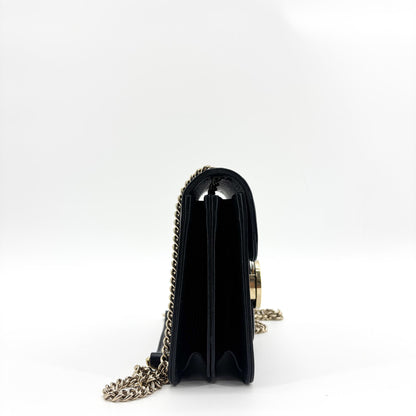 Gucci Interlocking Patent, Black, Leather, Shoulder Bag