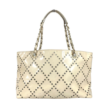 Chanel Logo CC, Ecru, Leather, tote