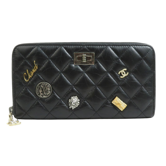 "Chanel 2,55", Black, Leather, wallet