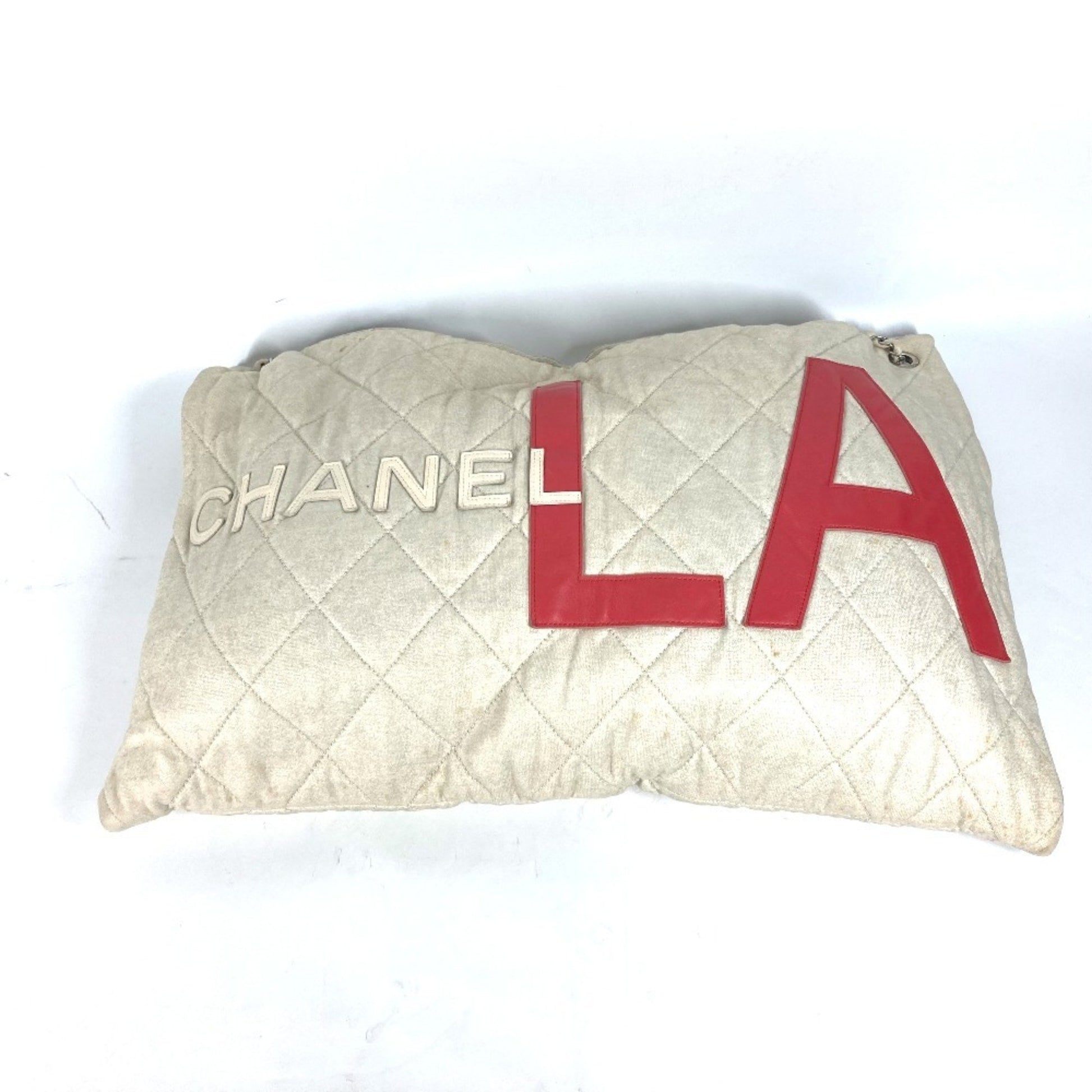 Chanel Coco Mark, White, Canvas, shoulder