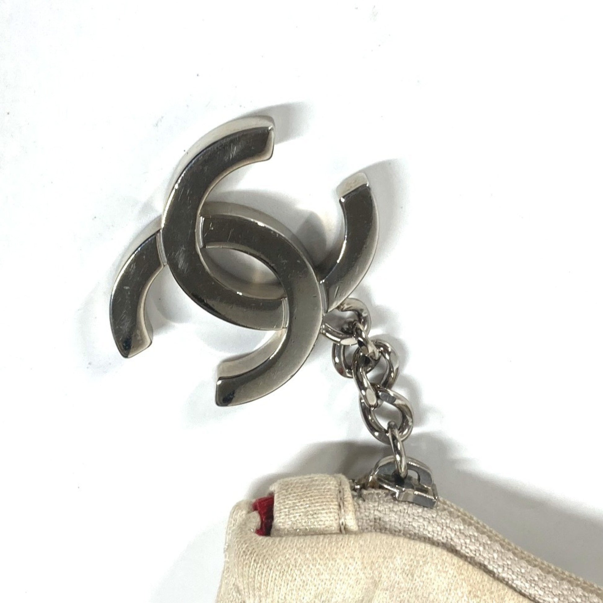 Chanel Coco Mark, White, Canvas, shoulder