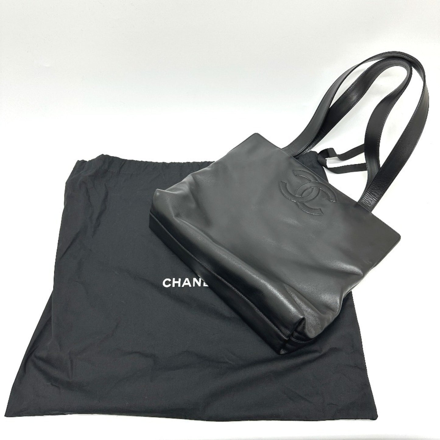 Chanel Logo CC, Black, Leather, tote