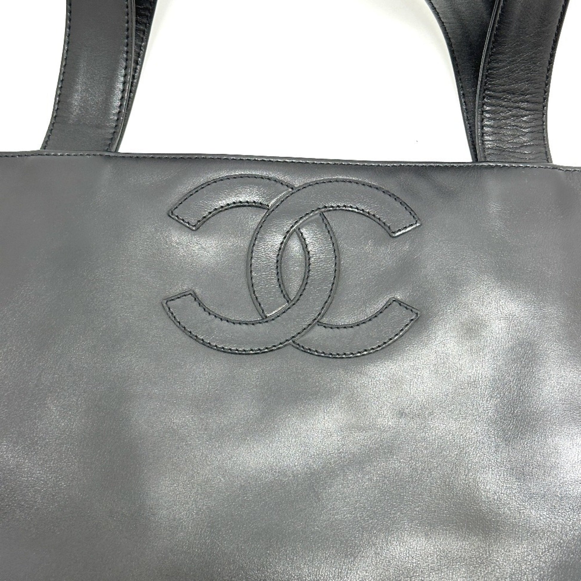 Chanel Logo CC, Black, Leather, tote