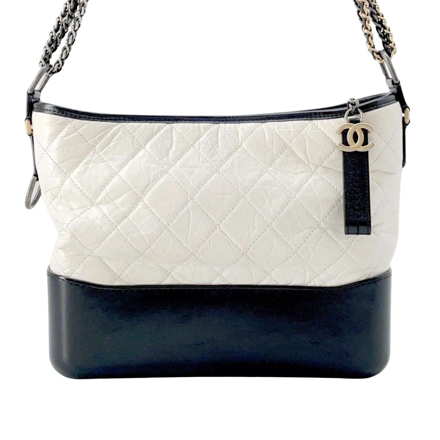 Chanel Gabrielle, White, Leather, shoulder