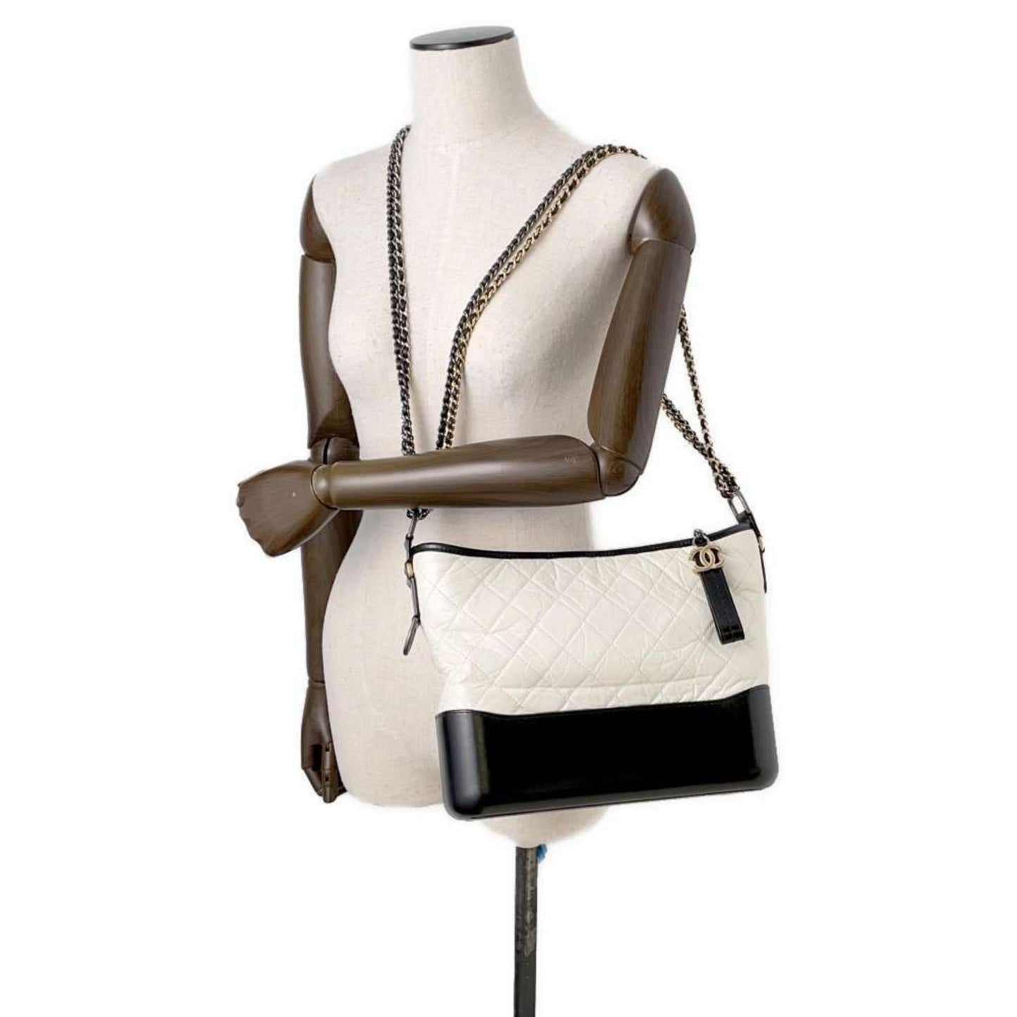 Chanel Gabrielle, White, Leather, shoulder