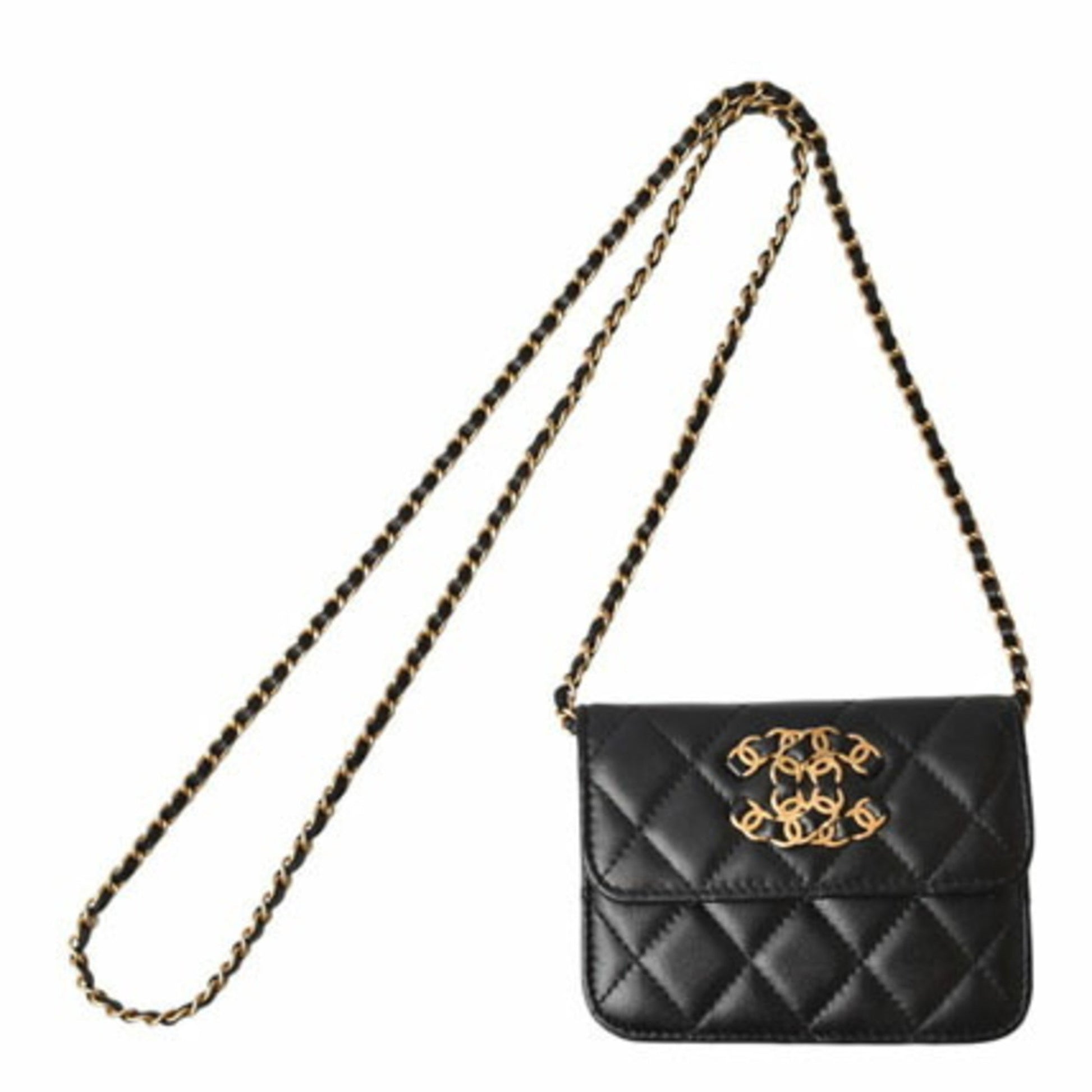 Chanel Wallet On Chain, Black, Leather, clutch