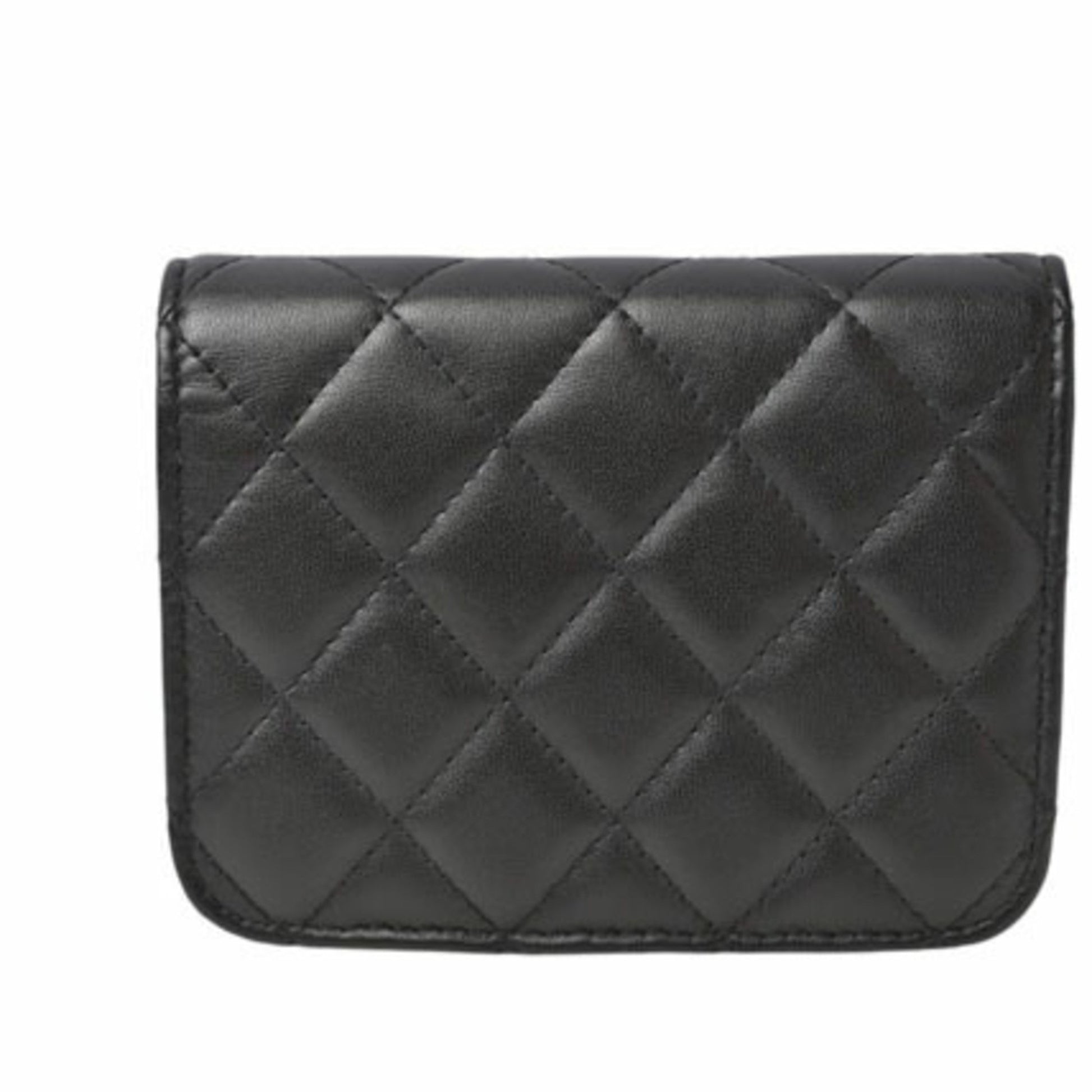 Chanel Wallet On Chain, Black, Leather, clutch