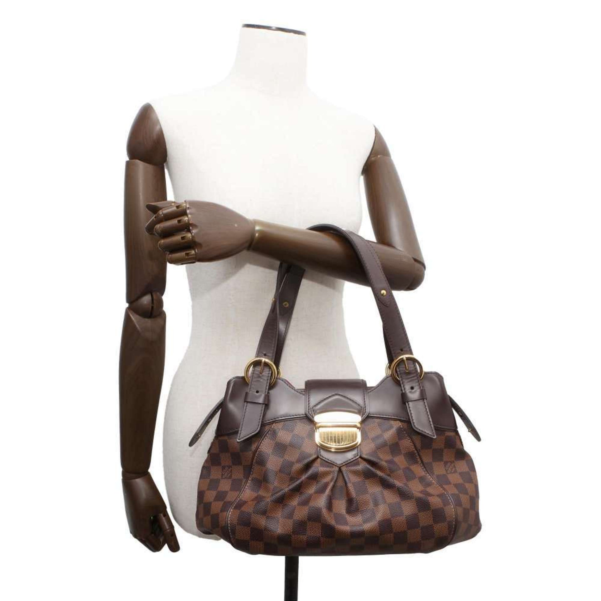 Louis Vuitton Sistina, Brown, Canvas, shoulder