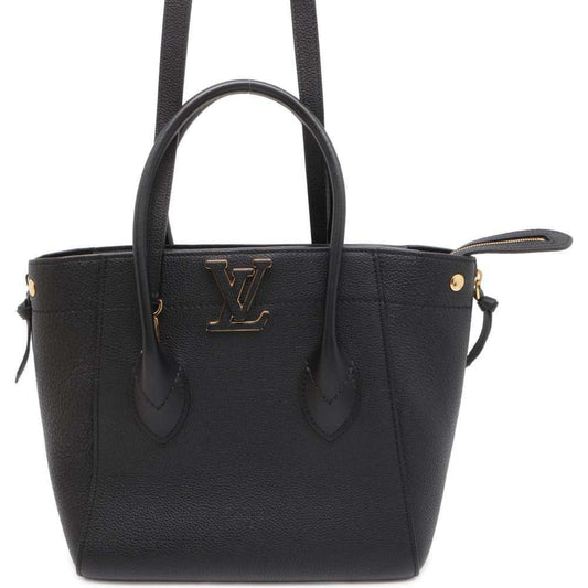 Louis Vuitton Freedom, Black, Leather, tote