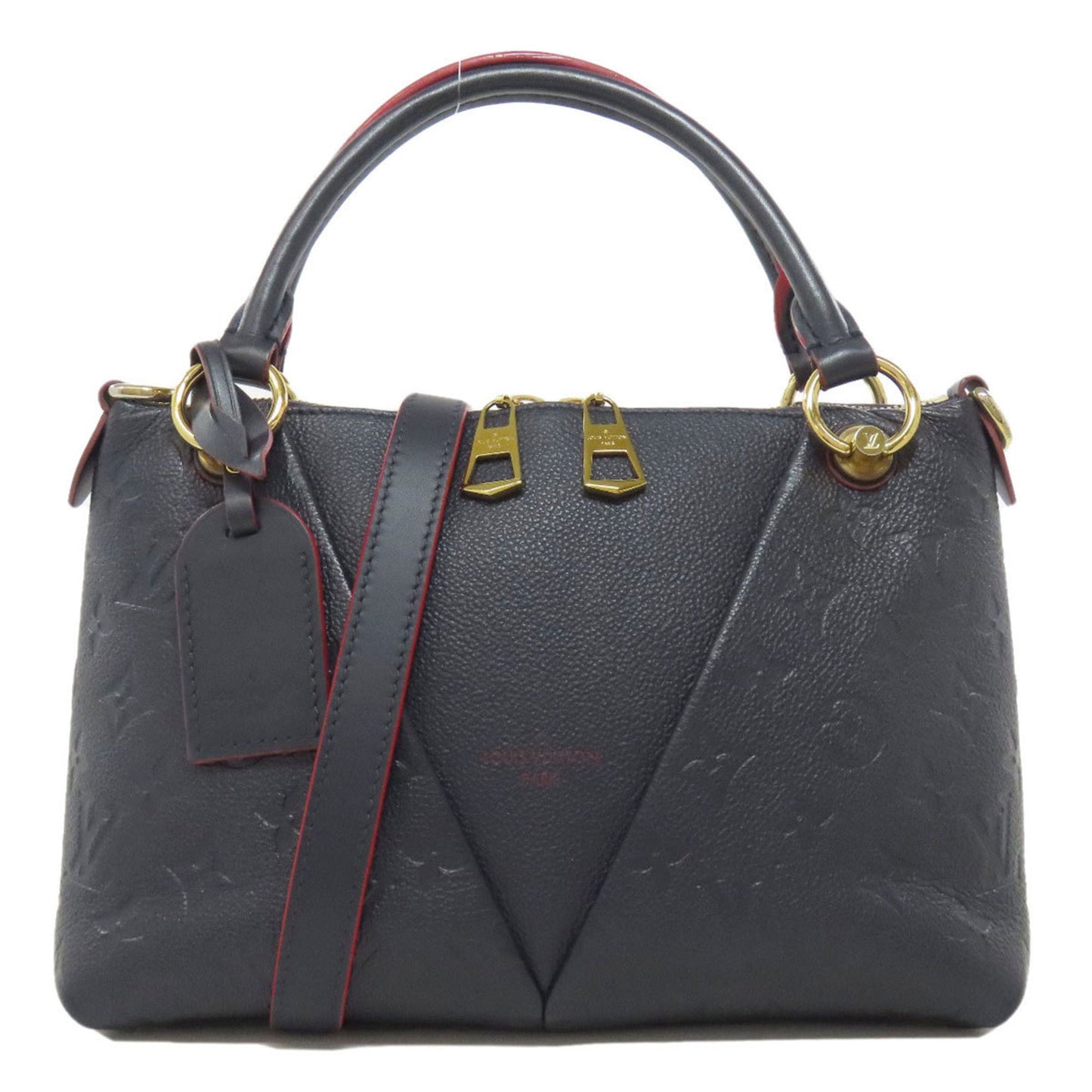 Louis Vuitton V Tote BB, Black, Canvas, handbag