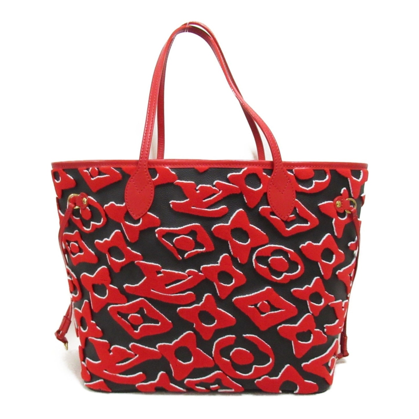 Louis Vuitton Neverfull MM, Red, Leather, tote