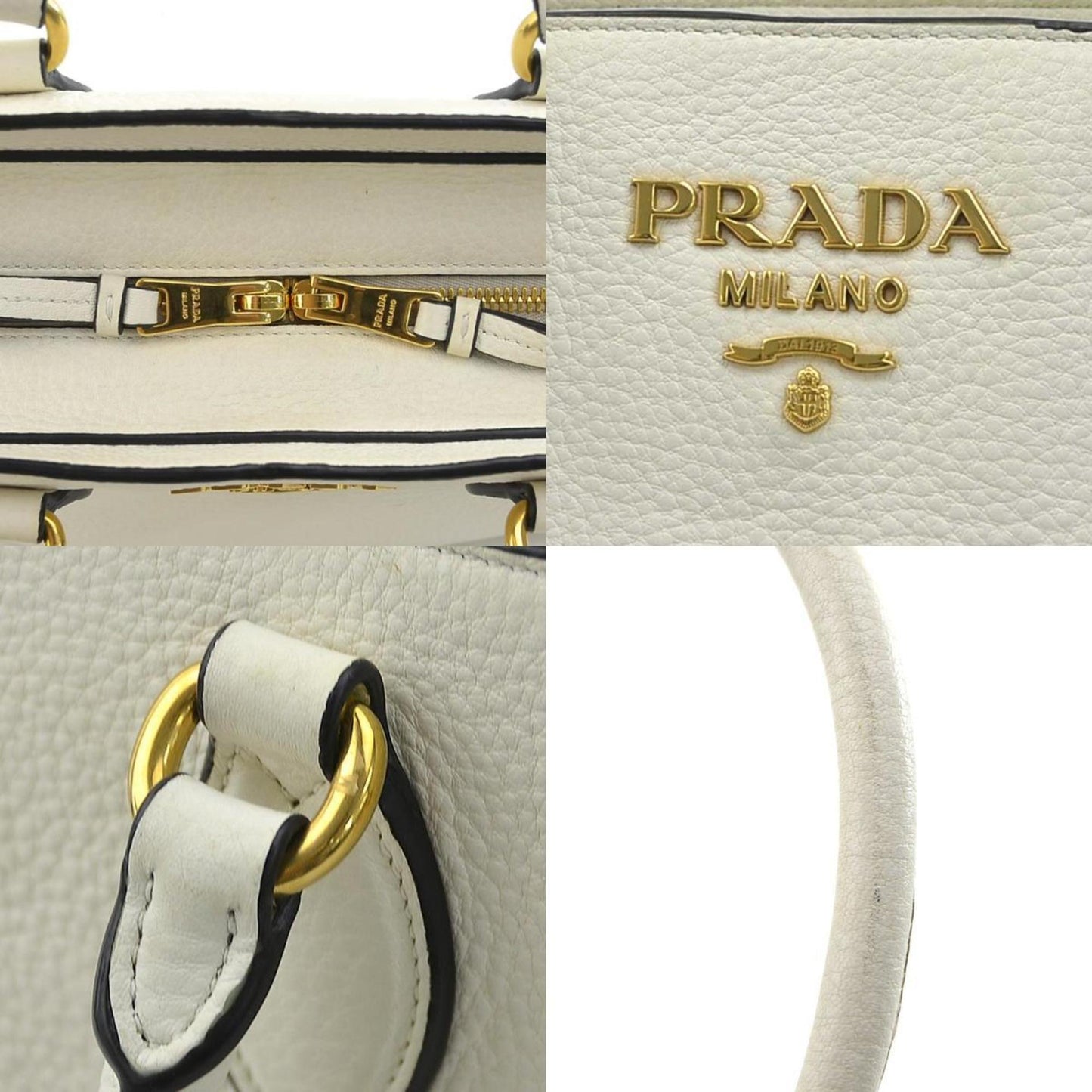 Prada Saffiano, White, Leather, handbag