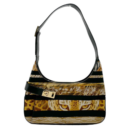 Salvatore Ferragamo Ganchio city, Black, Canvas, shoulder