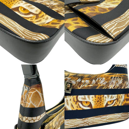Salvatore Ferragamo Ganchio city, Black, Canvas, shoulder