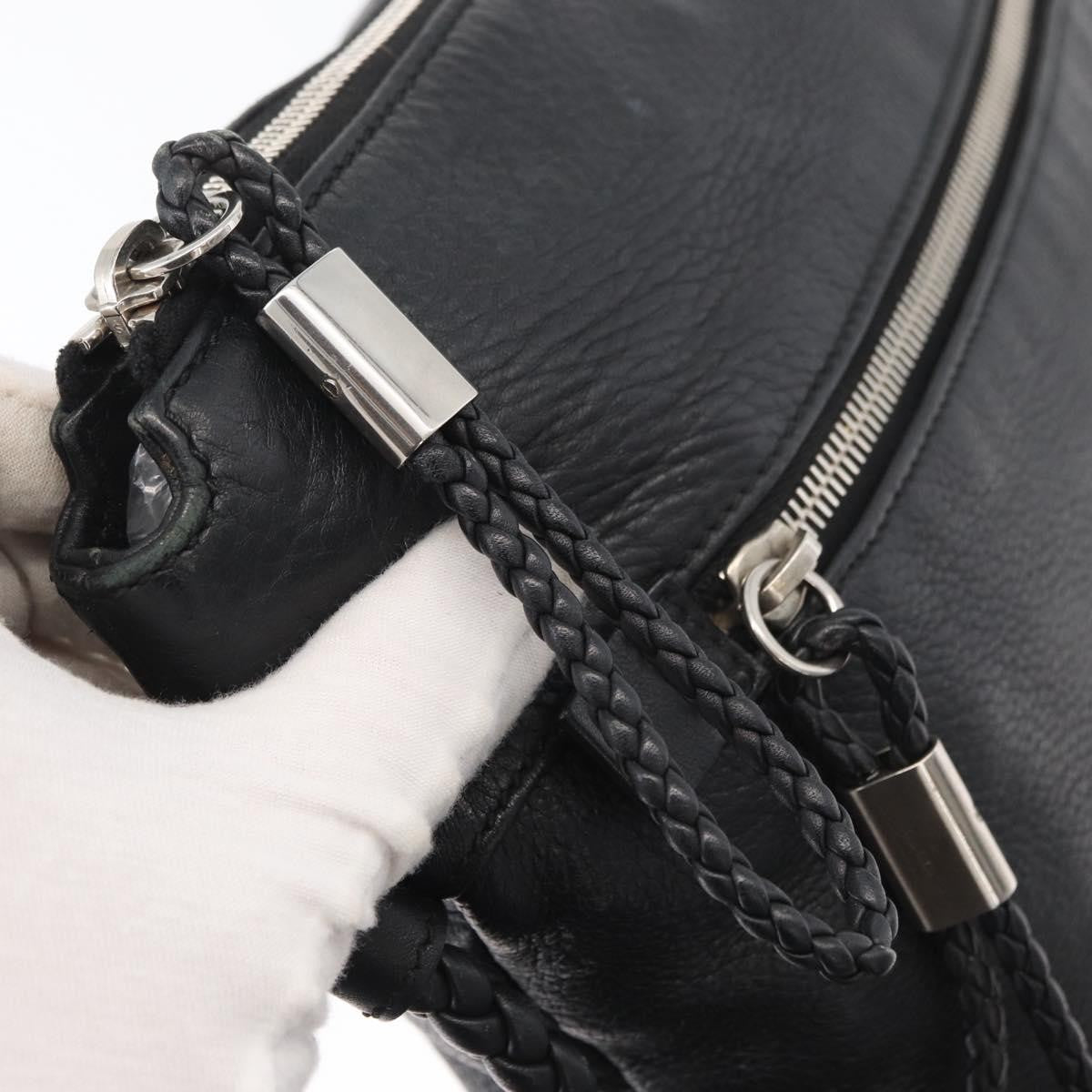Gucci Braided Strap Zip Messenger Leather, Black, Leather, Crossbody Bag