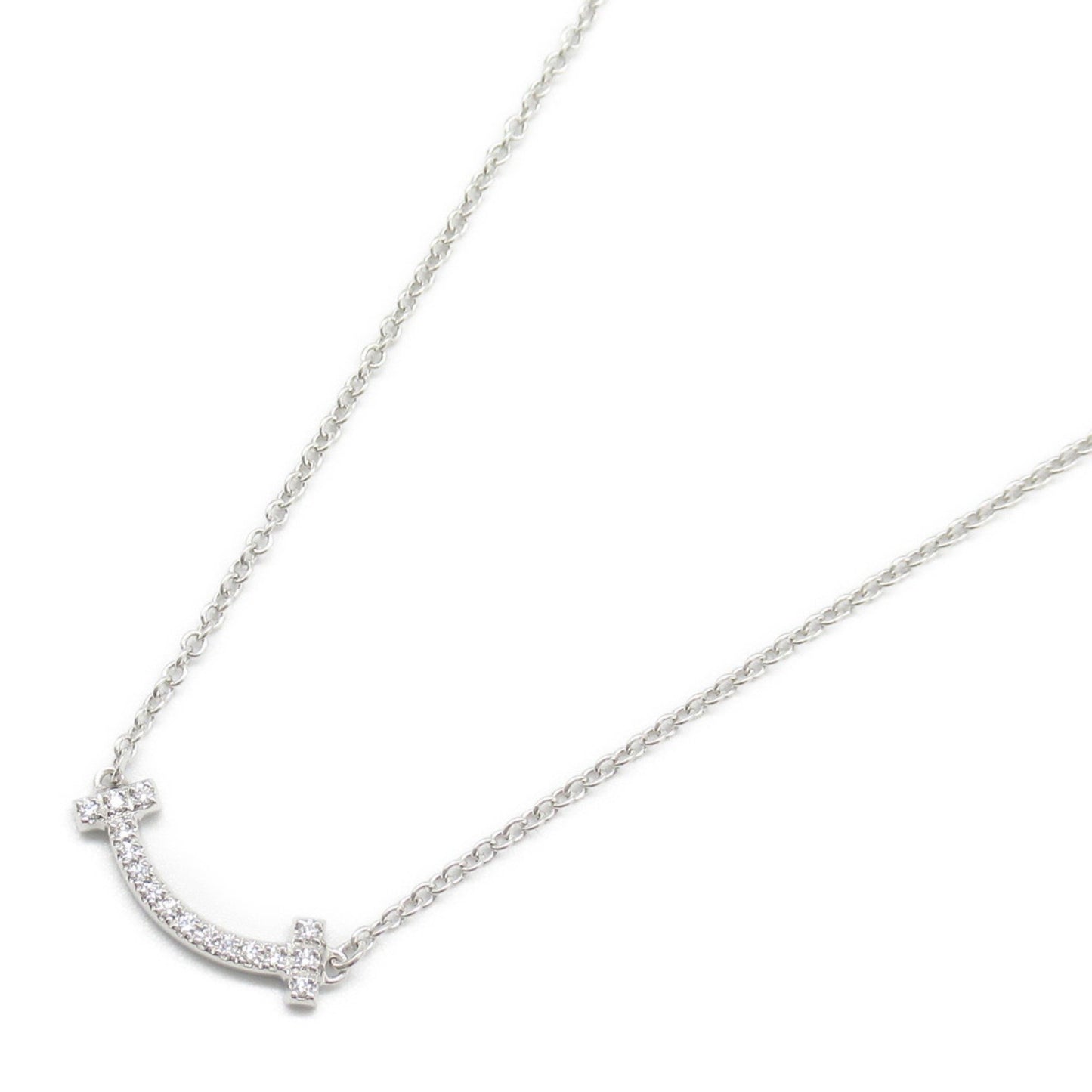 Tiffany & Co T Smile, Silver, White Gold, necklace