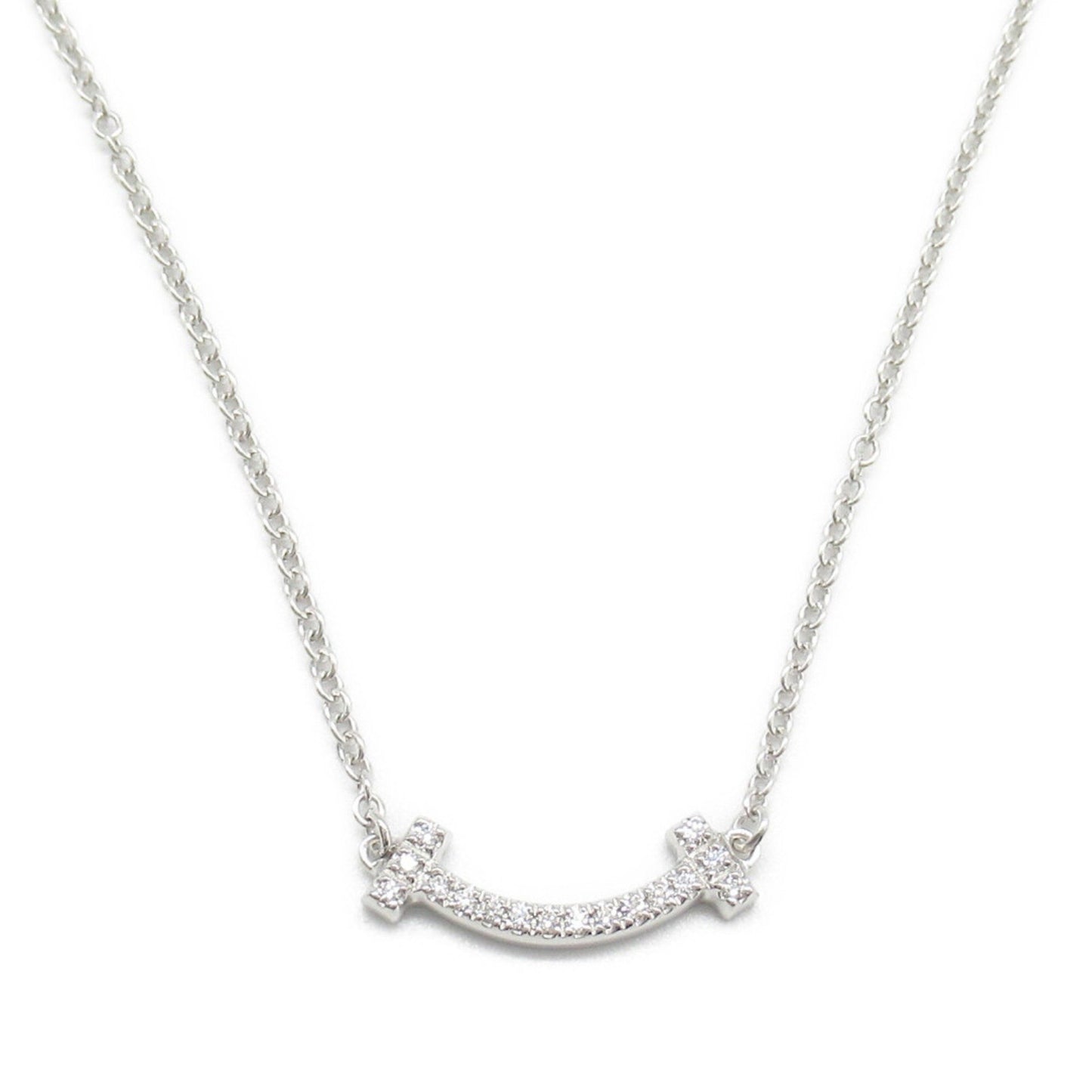 Tiffany & Co T Smile, Silver, White Gold, necklace