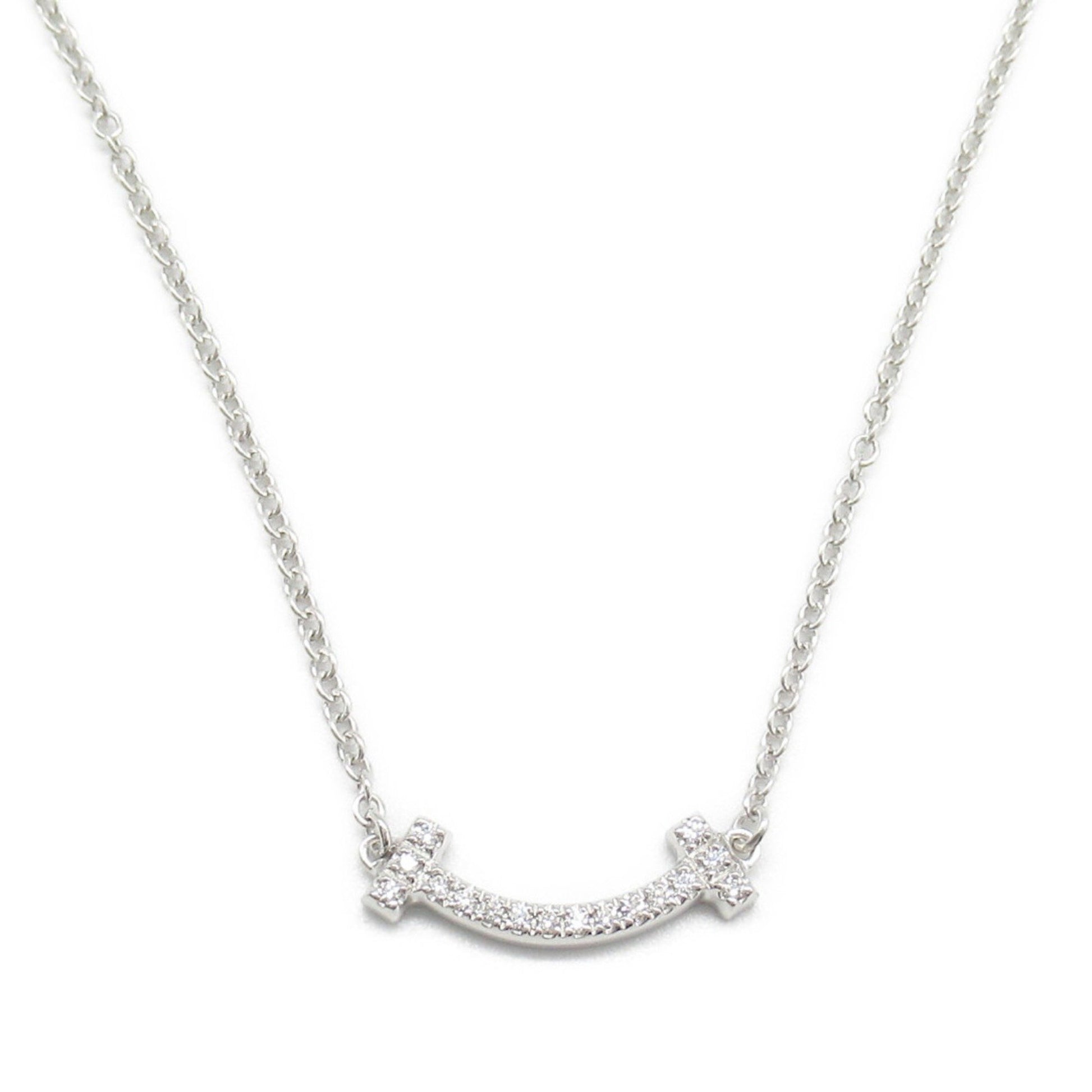 Tiffany & Co T Smile, Silver, White Gold, necklace