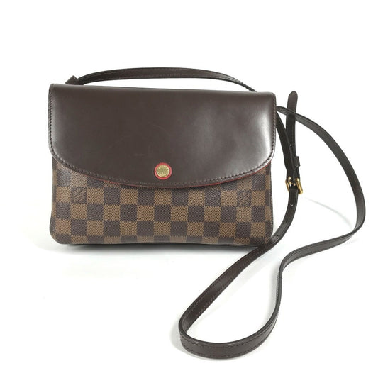 Louis Vuitton Twice, Brown, Canvas, shoulder