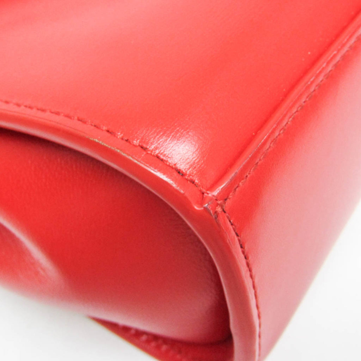 Bottega Veneta Clip Flap Leather, Red, Leather, Handbag