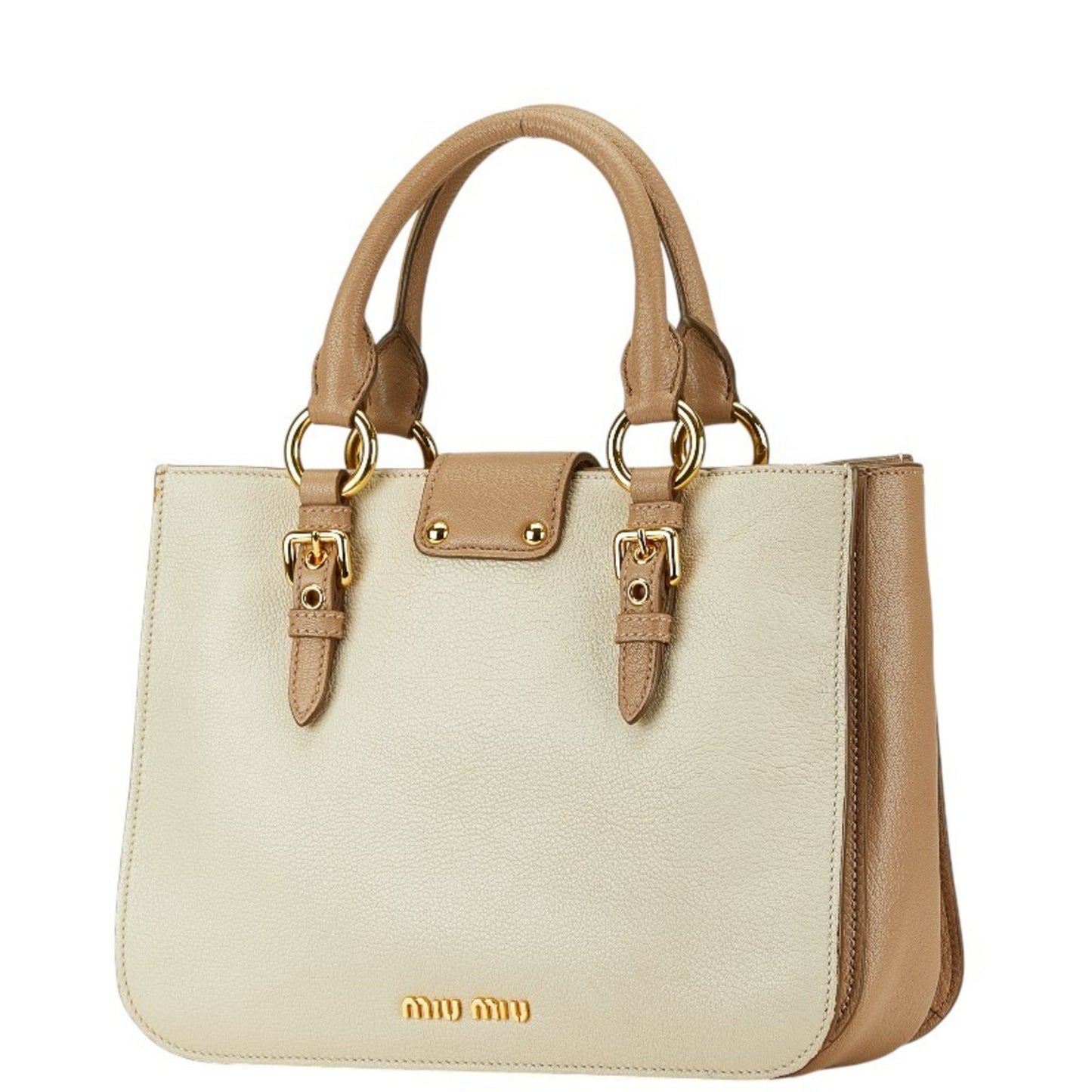 Miu Miu Madras, Beige, Leather, shoulder