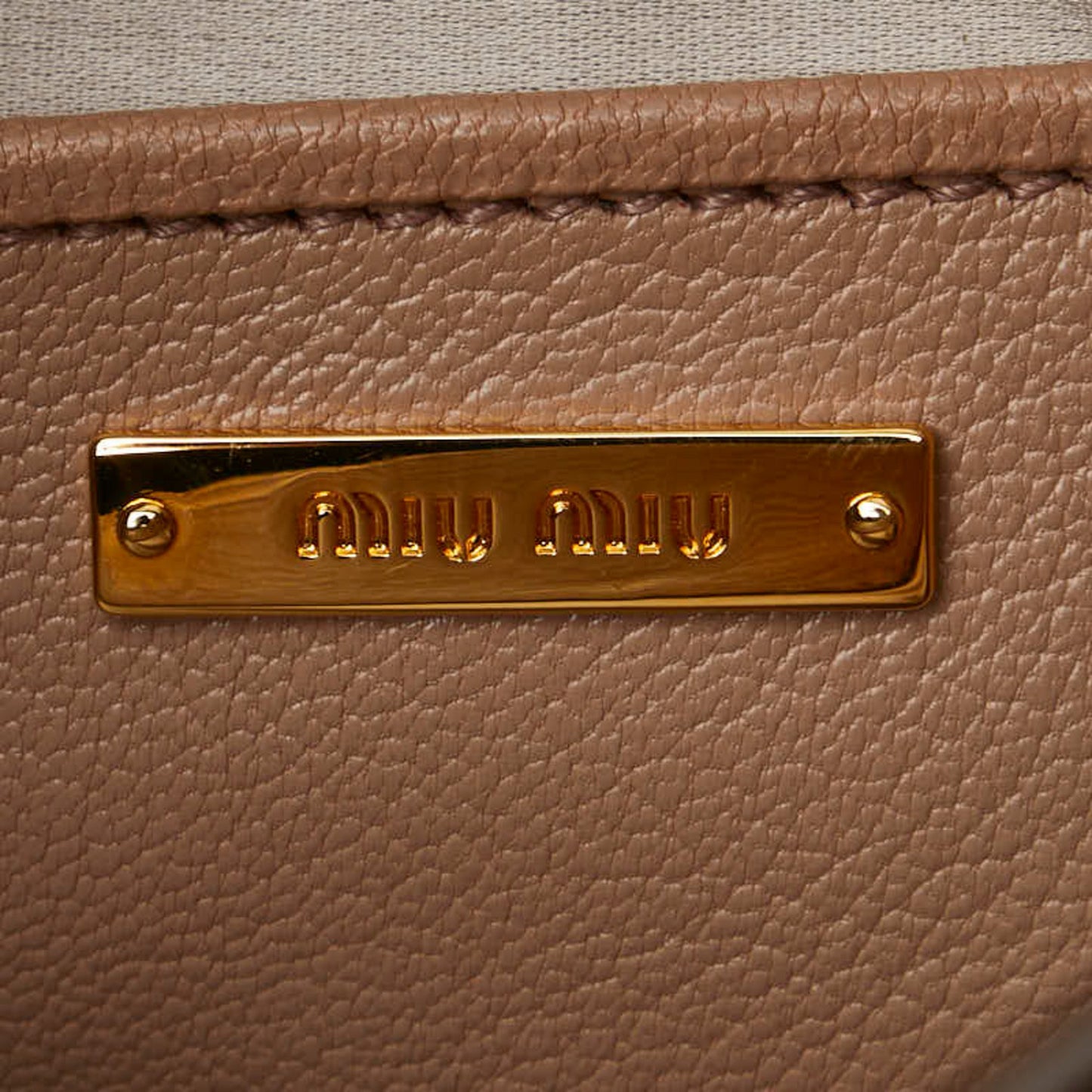 Miu Miu Madras, Beige, Leather, shoulder