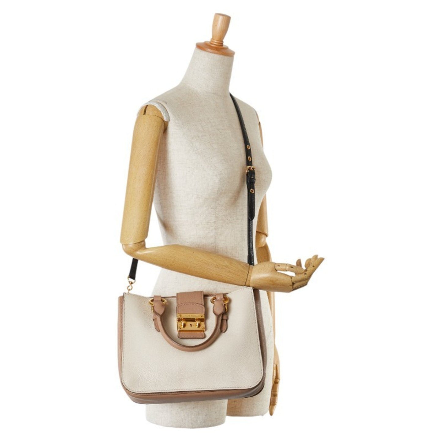 Miu Miu Madras, Beige, Leather, shoulder