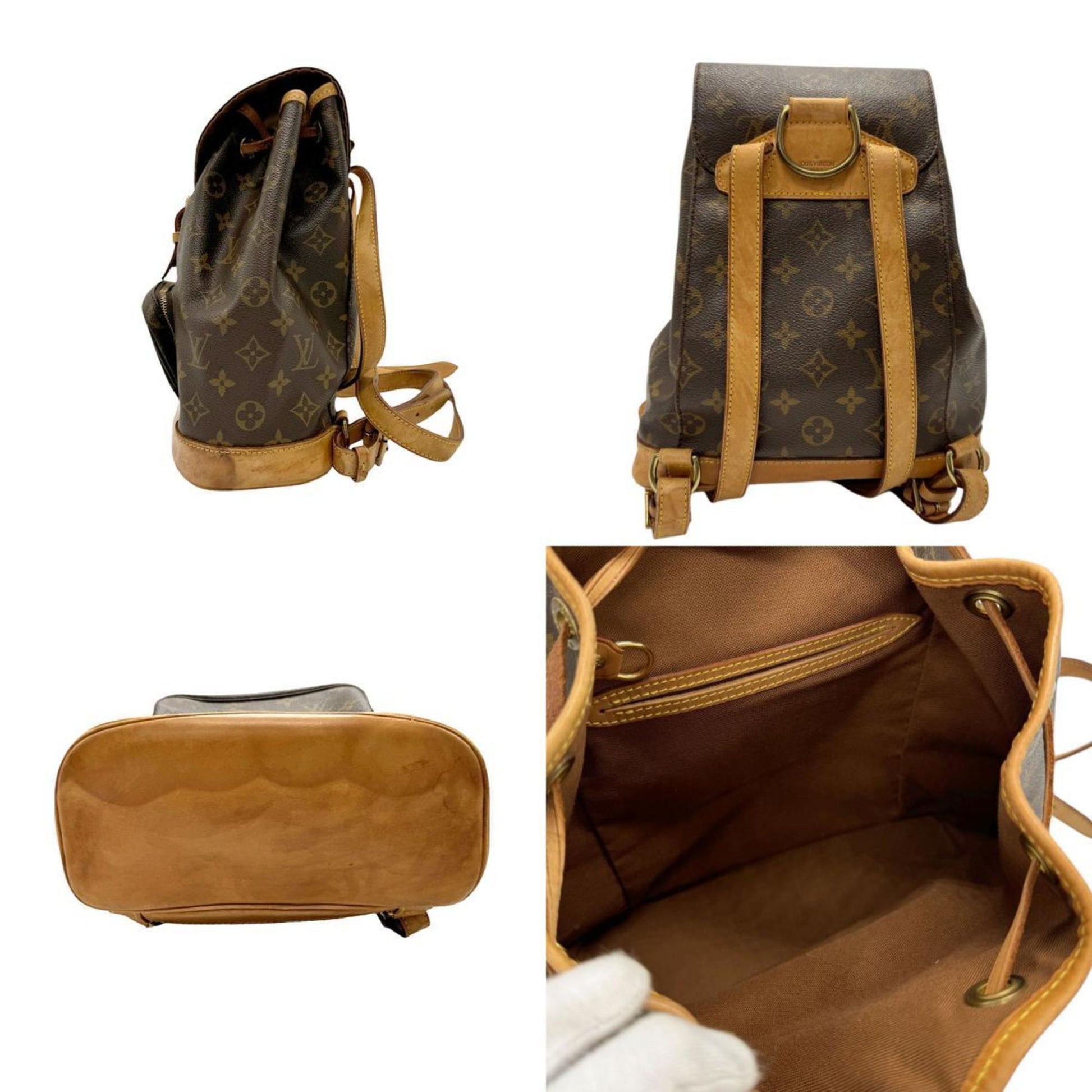 Louis Vuitton Montsouris, Brown, Canvas, backpack