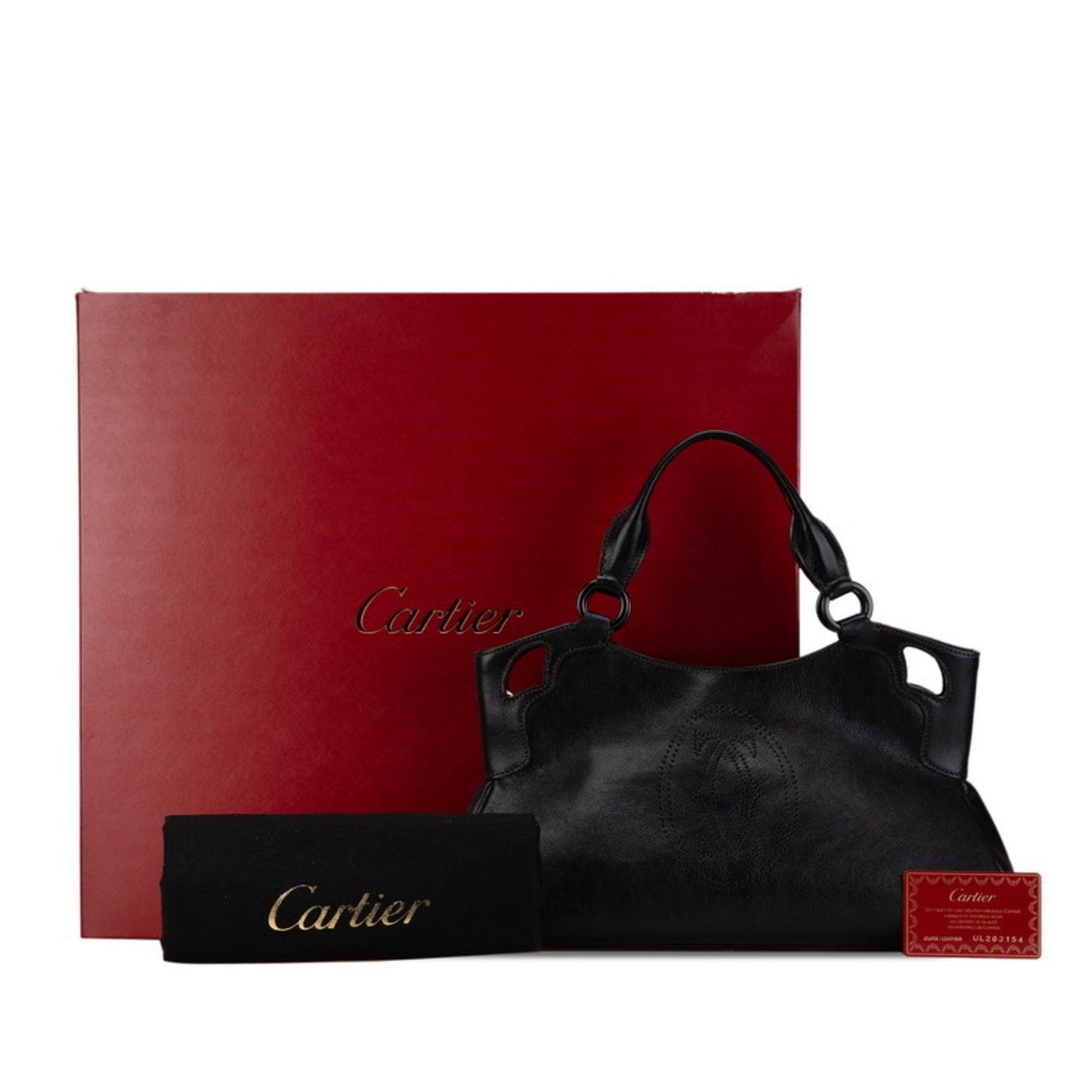 Cartier Marcello, Black, Leather, handbag