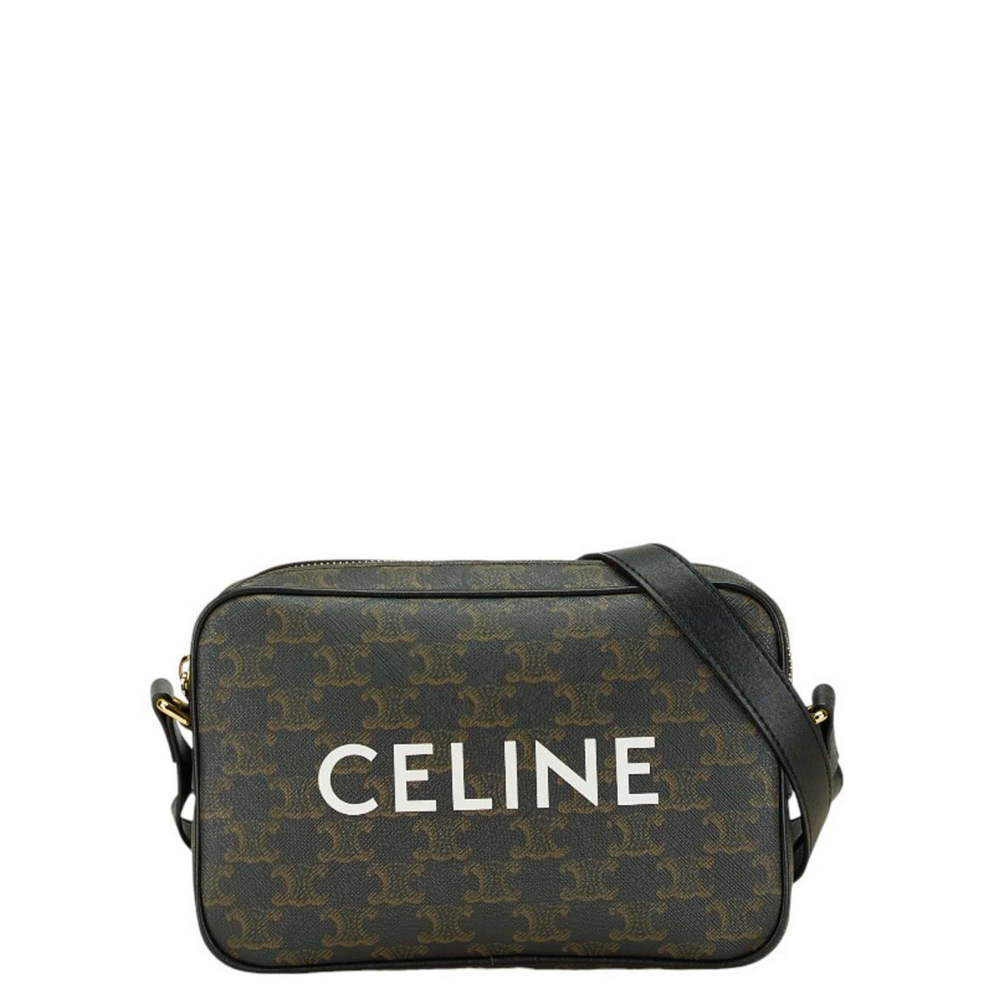 Céline Triomphe, Black, Canvas, shoulder