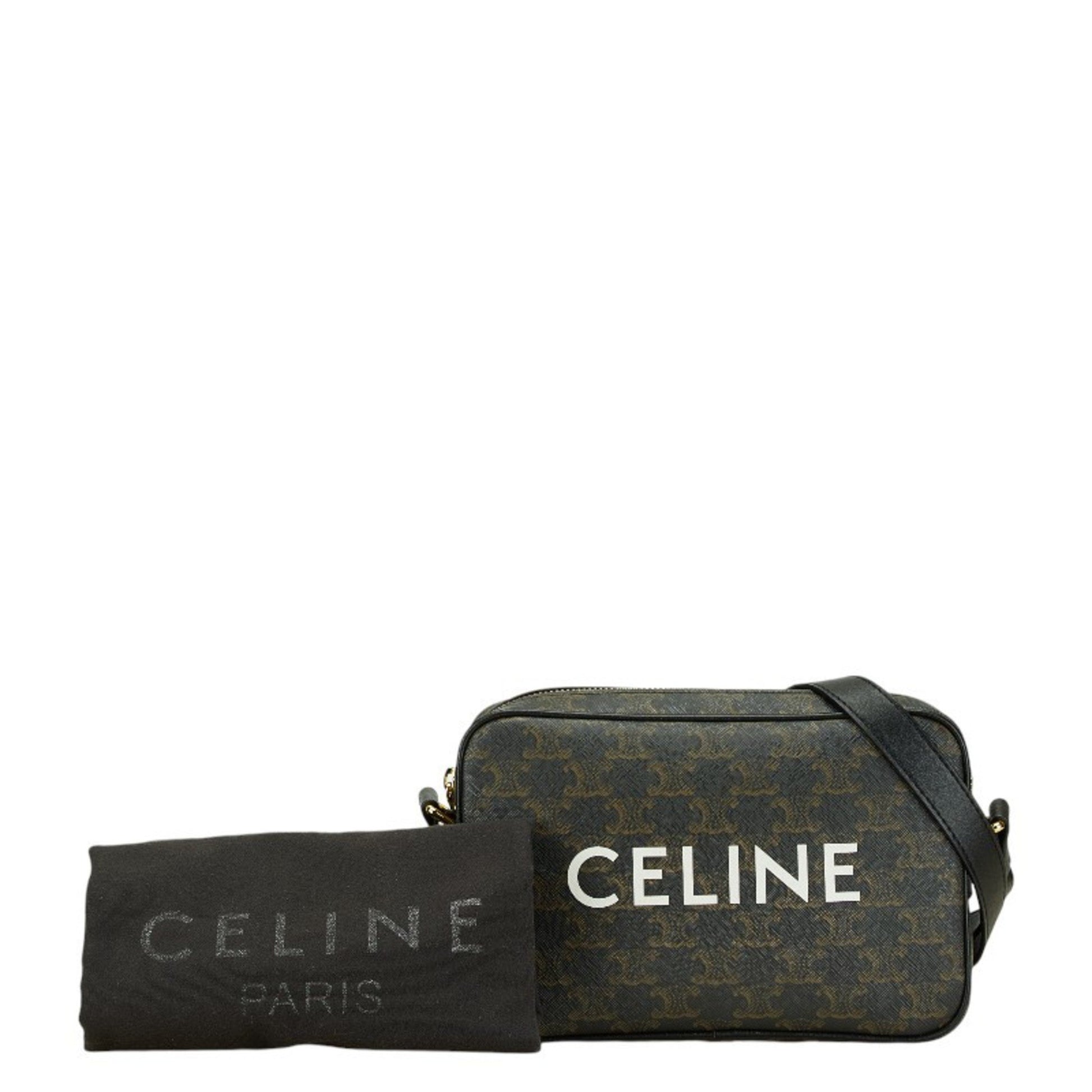 Céline Triomphe, Black, Canvas, shoulder