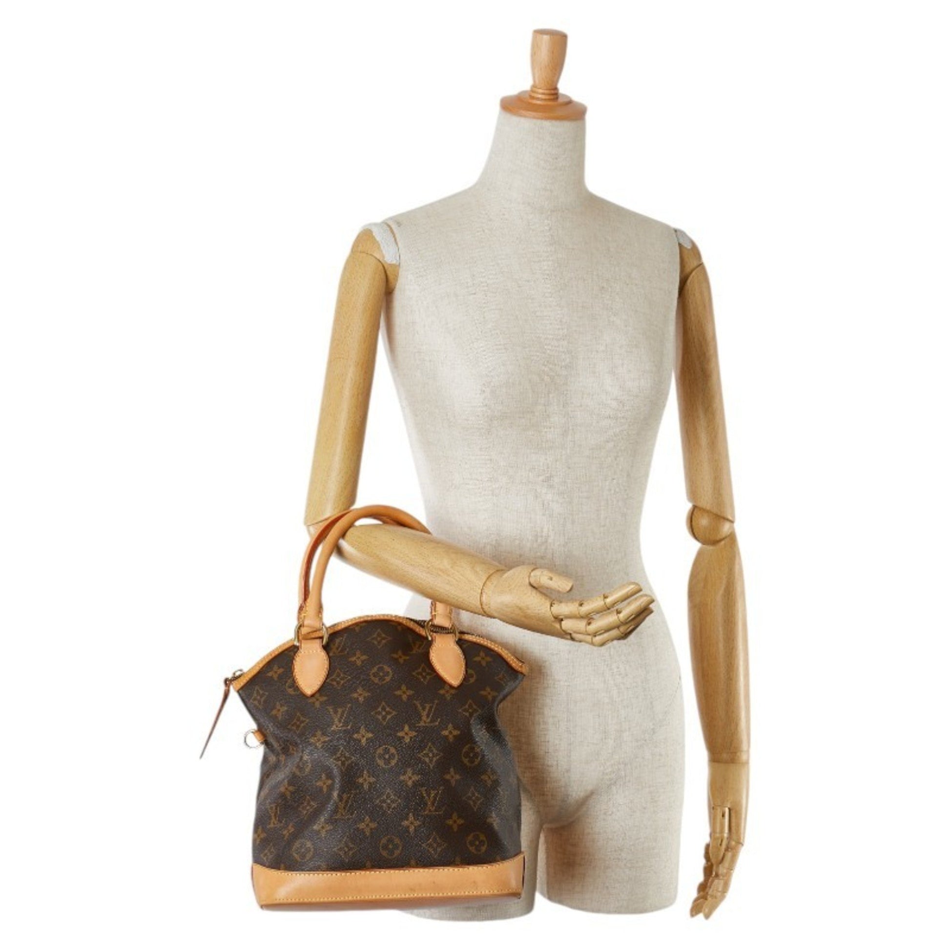 Louis Vuitton Lockit, Brown, Canvas, tote