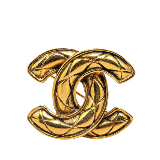 Chanel Logo CC, Gold, Gold Plated, brooch