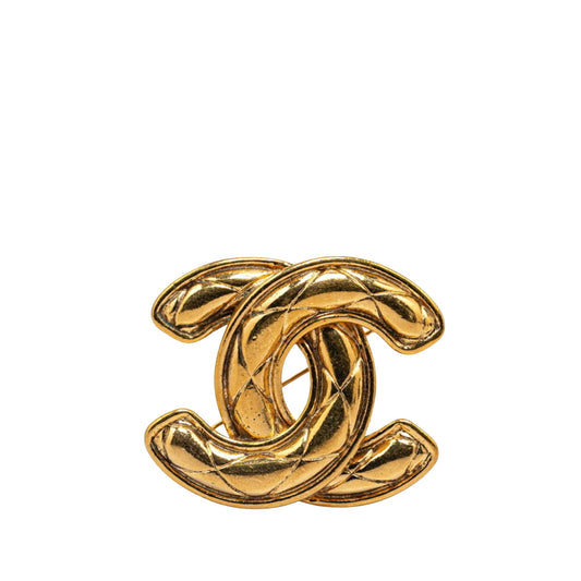 Chanel Logo CC, Gold, Gold Plated, brooch