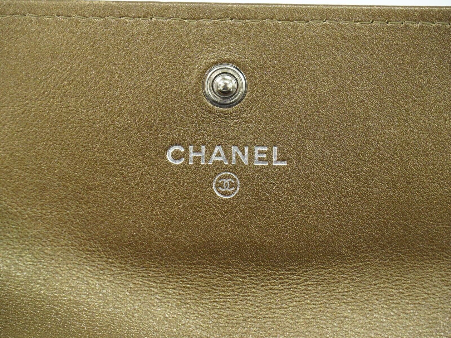 Chanel, Gold, Leather, wallet