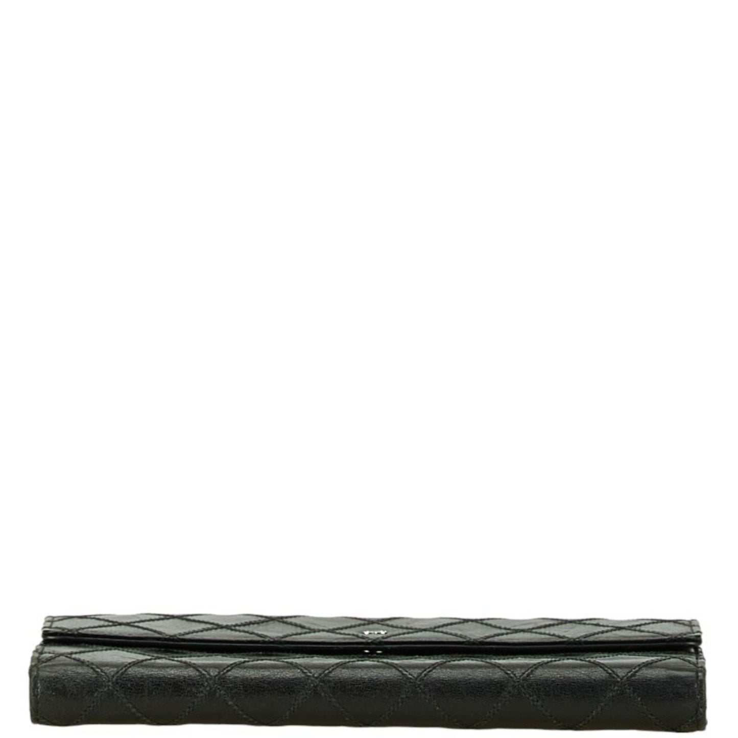 Chanel Coco button, Black, Leather, wallet