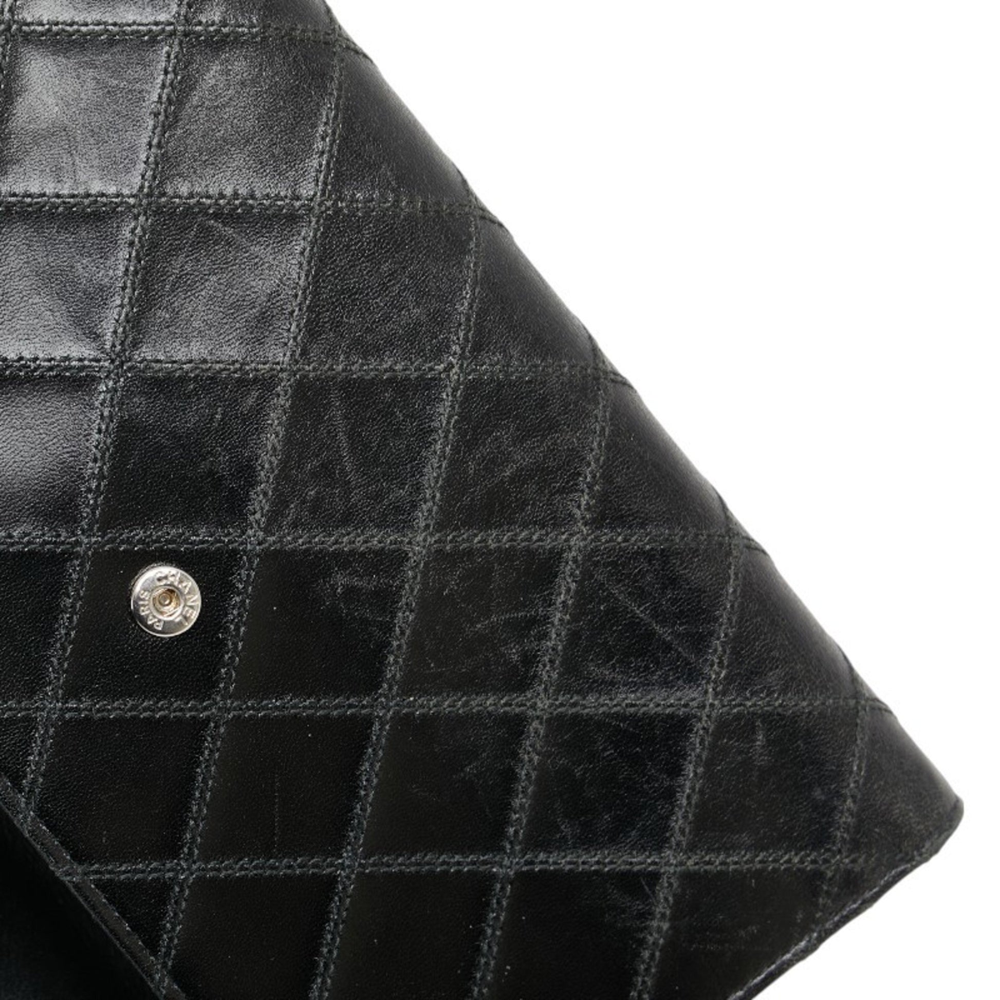 Chanel Coco button, Black, Leather, wallet